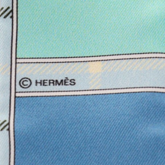 HERMES  Silk Camails Twilly Vert Fluo Ciel Vert D Eau - Picture 4 of 4